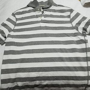 Converse Gray & White Striped Polo Shirt (M)